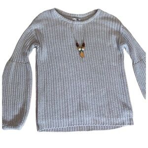 Amuse Society - Revolve Puffy Sleeve Tan Sweater A805EBRA Small